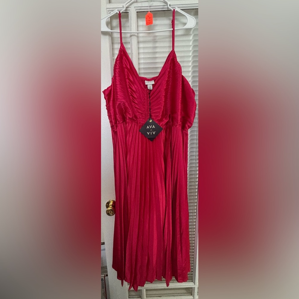 Ava & Viv Hot Pink Pleated Dress-size 3x